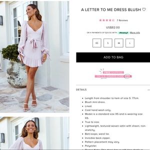 Hello Molly - a letter to me dress - blush - size medium.